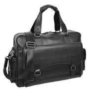 Real Leather Holdall Laptop Section Sports Weekend Travel Duffle Cabin Bag AL05 Black-8