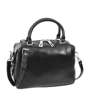 Women Real Leather Handbag Small Casual Outgoing Style Grab Handles A393 Black-5