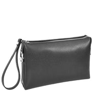 Mens Top Grain Leather Wrist Clutch Bag Digit Lock Mobile Pouch Travel Bag ANS13 Black-7