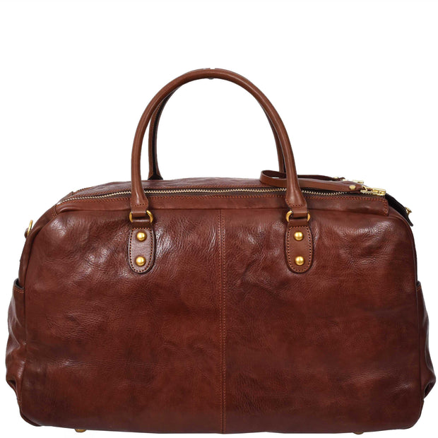 Premium Leather Travel Duffle Veg Tanned Holdall Weekend Casual Stylish Bag Zoom Brown