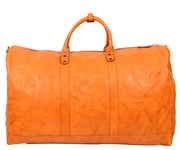 Genuine Veg Tan Leather Holdall Travel Duffle Weekender Bag Roam Orange