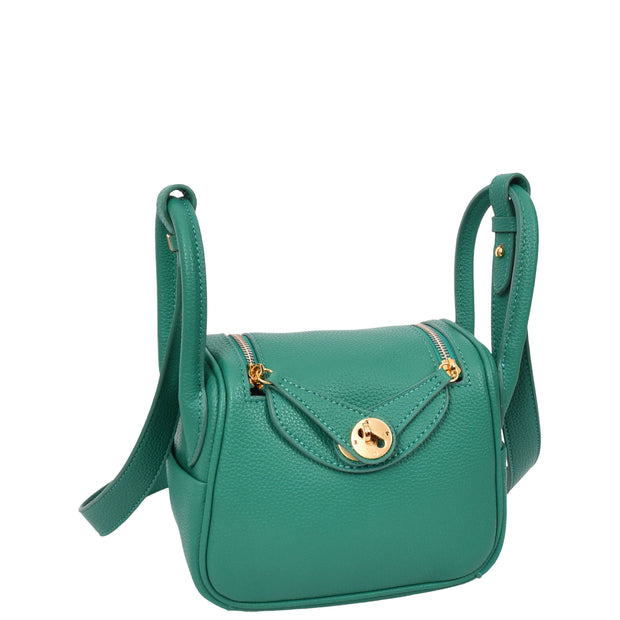 Girls Womens Faux Leather Tote Small Casual Fashion Outgoing Handbag Bitsy Green-5