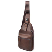 Trendy Leather Chest Pack For Men Casual Cross Body Travel Organiser Bag A095 Brown Hunter-6