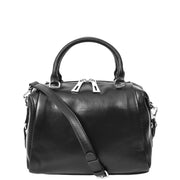 Women Real Leather Handbag Small Casual Outgoing Style Grab Handles A393 Black-9