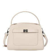 Womens Real Leather Top Handle Handbag Casual Outgoing Small Tote Bag A181 Off White-1