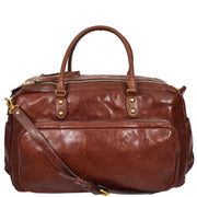 Premium Leather Travel Duffle Veg Tanned Holdall Weekend Casual Stylish Bag Zoom Brown