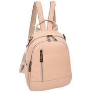 Womens Real Leather Backpack Multi-Zip Pockets Shoulder Bag Rucksack A665 Rose-8