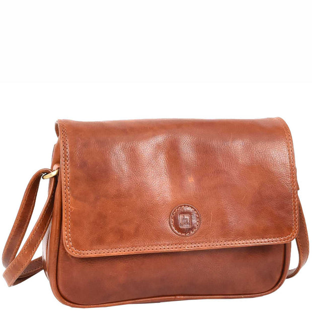 Leather Crossbody Bag Classic Casual Multi Pockets Organiser A202 Cognac 3