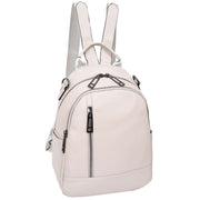 Womens Real Leather Backpack Multi-Zip Pockets Shoulder Bag Rucksack A665 Off White-8