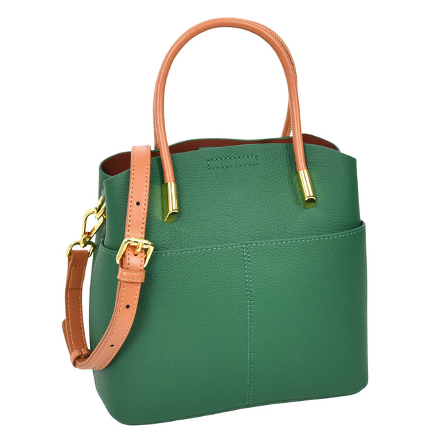 Womens Exquisite Leather Small Tote Smart Casual Fashion Crossbody Bag Allure Green-5