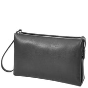 Mens Top Grain Leather Wrist Clutch Bag Digit Lock Mobile Pouch Travel Bag ANS13 Black-8