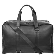 Full Grain Leather Holdall Travel Duffle Cabin Size Weekend Bag A806 Black-9