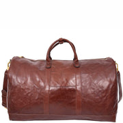 Genuine Veg Tan Leather Holdall Travel Duffle Weekender Bag Roam Brown