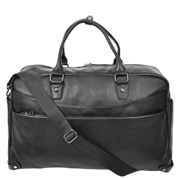 Genuine Leather Holdall Travel Duffle Cabin Size Weekend Bag A061 Black-9