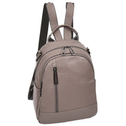 Womens Real Leather Backpack Multi-Zip Pockets Shoulder Bag Rucksack A665 Grey-8