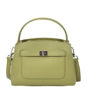 Womens Real Leather Top Handle Handbag Casual Outgoing Small Tote Bag A181 Olive-1