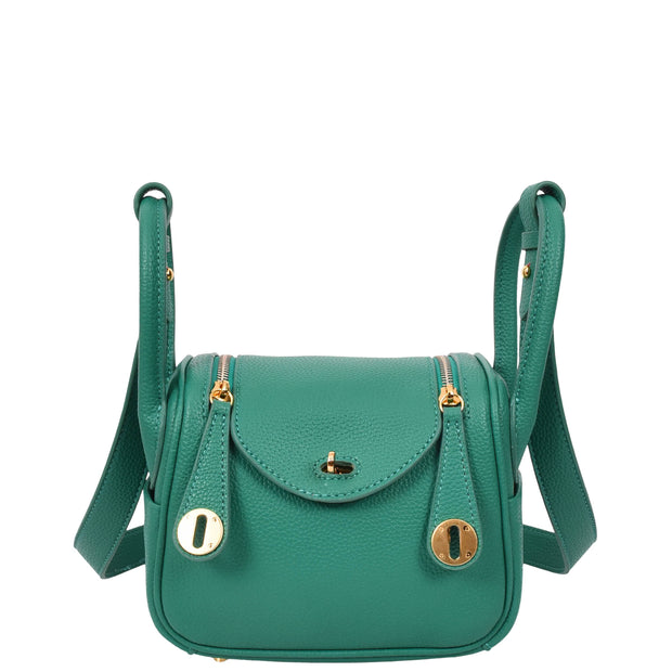 Girls Womens Faux Leather Tote Small Casual Fashion Outgoing Handbag Bitsy Green-1