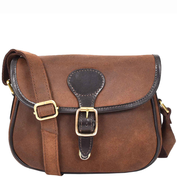 Womens Casual Leather Crossbody Bag Vintage Style Distressed Texture Alessia Brown-8