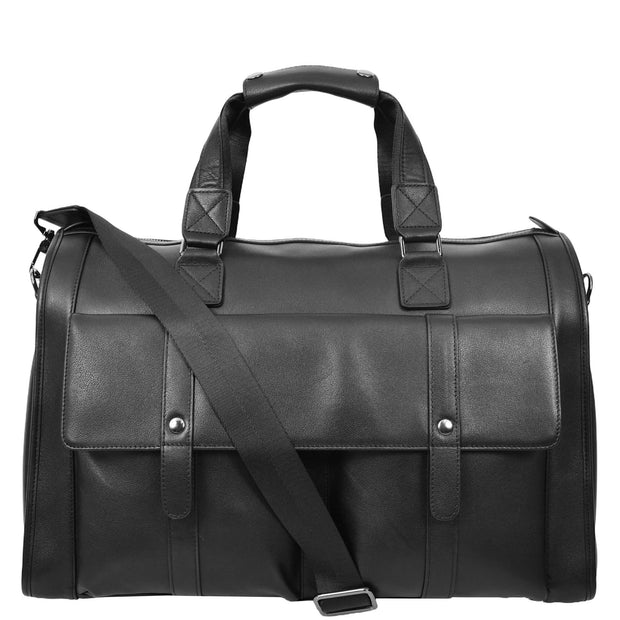 Full Leather Holdall Weekend Travel Duffel Bag for Men, Women AL07 Black-9