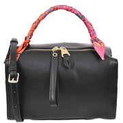 Women's Faux Leather Handbag Cross Body Casual Fashion Barrel Bag A890 Black-8