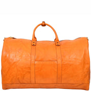 Genuine Veg Tan Leather Holdall Travel Duffle Weekender Bag Roam Orange