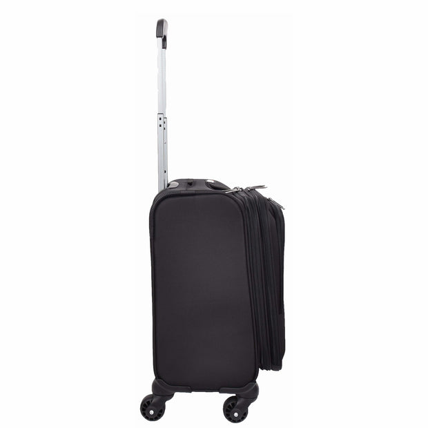 4 Wheel Pilot Case Multiple Compartments Cabin Size Travel Trolley Bag Kite Black-3