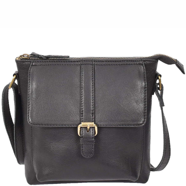 Ladies Leather Cross Body Shoulder Handbag A576 Black 2