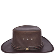 Genuine Leather Australian Bush Hat Removable Chin Strap Cowboy Style Nashville Brown-4