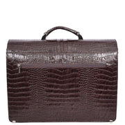 Croc-Print Mens Leather Briefcase Expandable Business Office Satchel Bag A317 Brown-2