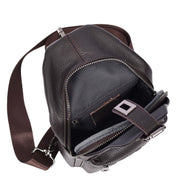 Trendy Leather Chest Pack For Men Casual Cross Body Travel Organiser Bag A095 Brown