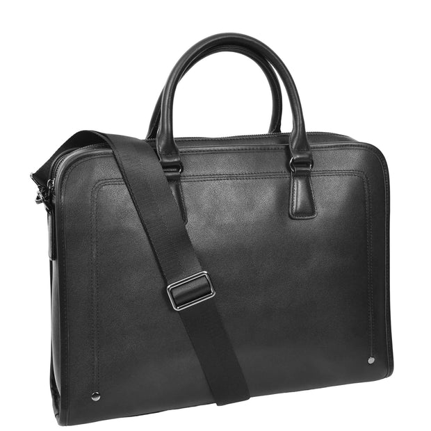 Real Leather Briefcase Multi Pockets Laptop Case Business Office Bag AG5A Black-11