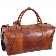 Genuine Leather Overnight Weekend Duffle Bag Travel Holdall A500 Cognac 4