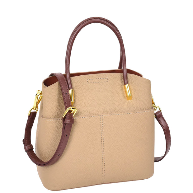 Womens Exquisite Leather Small Tote Smart Casual Fashion Crossbody Bag Allure Beige-7