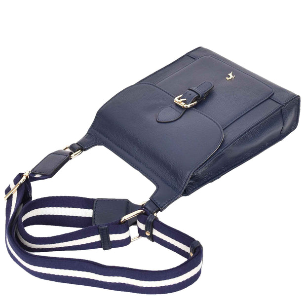 Real Leather Crossbody Bag Women's Casual Style Messenger Xela Navy 4