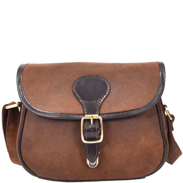 Womens Casual Leather Crossbody Bag Vintage Style Distressed Texture Alessia Brown-5