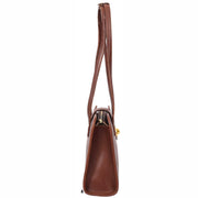 Genuine Brown Leather Shoulder Bag for Women Trendy Tote Handbag Fiona