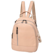 Womens Real Leather Backpack Multi-Zip Pockets Shoulder Bag Rucksack A665 Rose-9