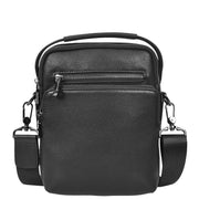 Mens Leather Messenger Bag Casual Crossbody Flight Bag A308 Black-8