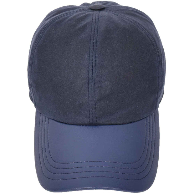 Waterproof Cotton Baseball Cap with Genuine Leather Peak and Adjustable Strap A19 Navy-2