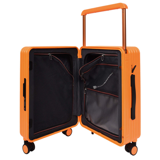 Cabin Size Suitcase 4 Wheels Hard Shell USB Port TSA Lock Travel Luggage Savant Orange-4