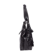 Croc-Print Women's Leather Shoulder Bag Large Hobo Casual Outgoing Handbag A71 Black-3