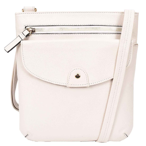 Womens Leather Crossbody Sling Bag Multi Pockets Messenger Skye White 5