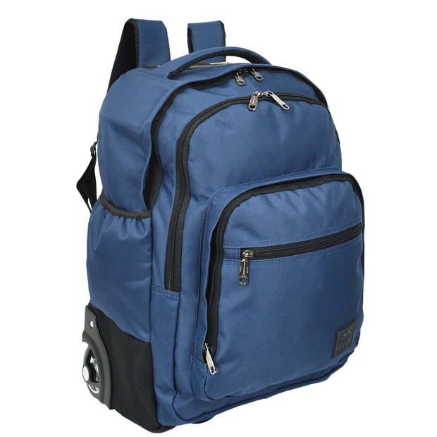 Backpack On Wheels Cabin Size Multi-use Travel Rucksack Laptop Bag Tram Navy