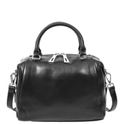 Women Real Leather Handbag Small Casual Outgoing Style Grab Handles A393 Black-6