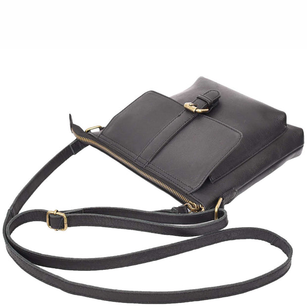 Ladies Leather Cross Body Shoulder Handbag A576 Black 4