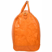 Genuine Veg Tan Leather Holdall Travel Duffle Weekender Bag Roam Orange