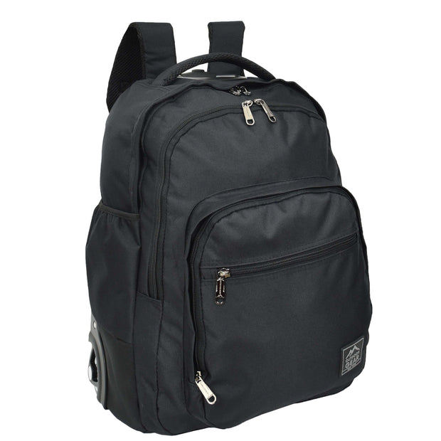 Backpack On Wheels Cabin Size Multi-use Travel Rucksack Laptop Bag Tram Black