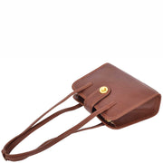 Genuine Brown Leather Shoulder Bag for Women Trendy Tote Handbag Fiona