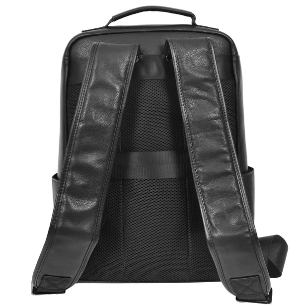 Genuine Leather Backpack Laptop Bag Casual Organiser Work Travel Rucksack AH18 Black-2