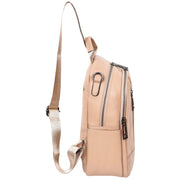 Womens Real Leather Backpack Multi-Zip Pockets Shoulder Bag Rucksack A665 Rose-3